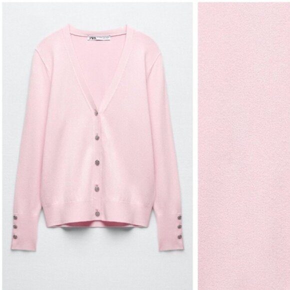 Zara Sweaters - ZARA Soft Pink Button-Up Cardigan Size SMALL NWT